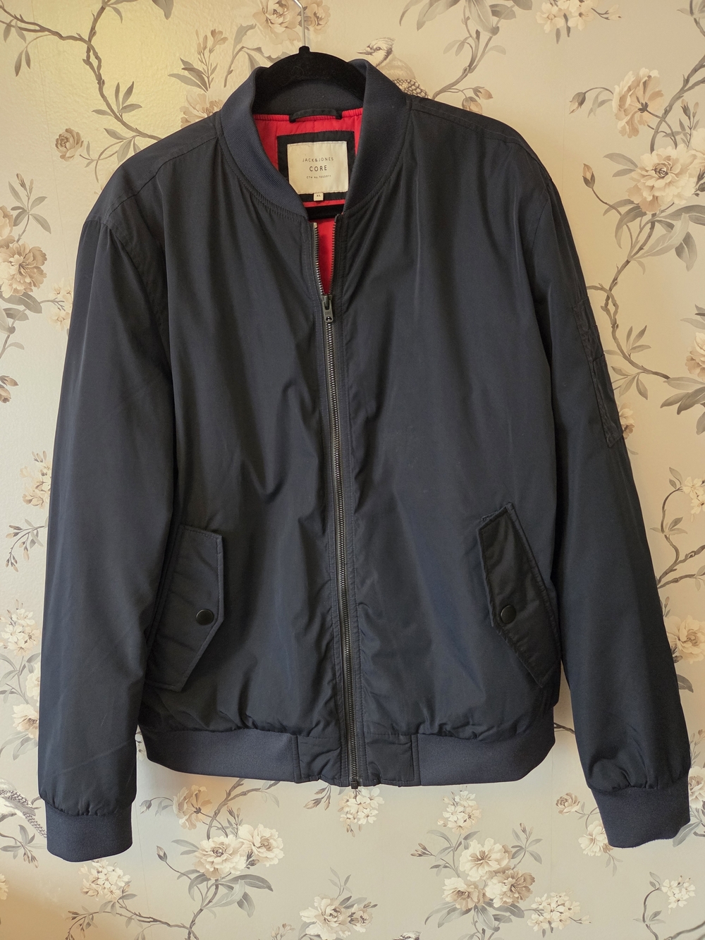 Jack & Jones Mens Navy Bomber Jacket, XL